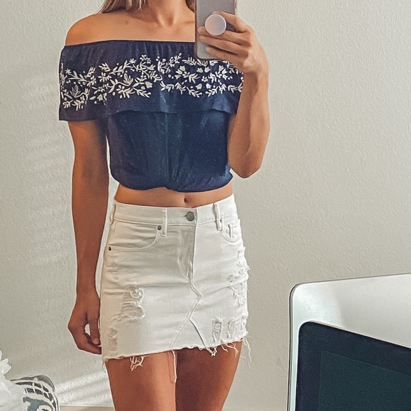 express white denim skirt